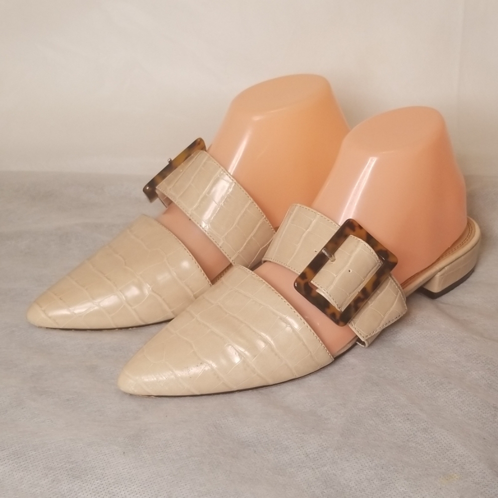 ASOS TAN SLIP-ON POINTED TOE FLATS SZ 6 PRE-OWNED